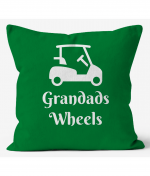 Grandad Wheels printed green cushion